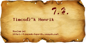 Timcsák Henrik névjegykártya